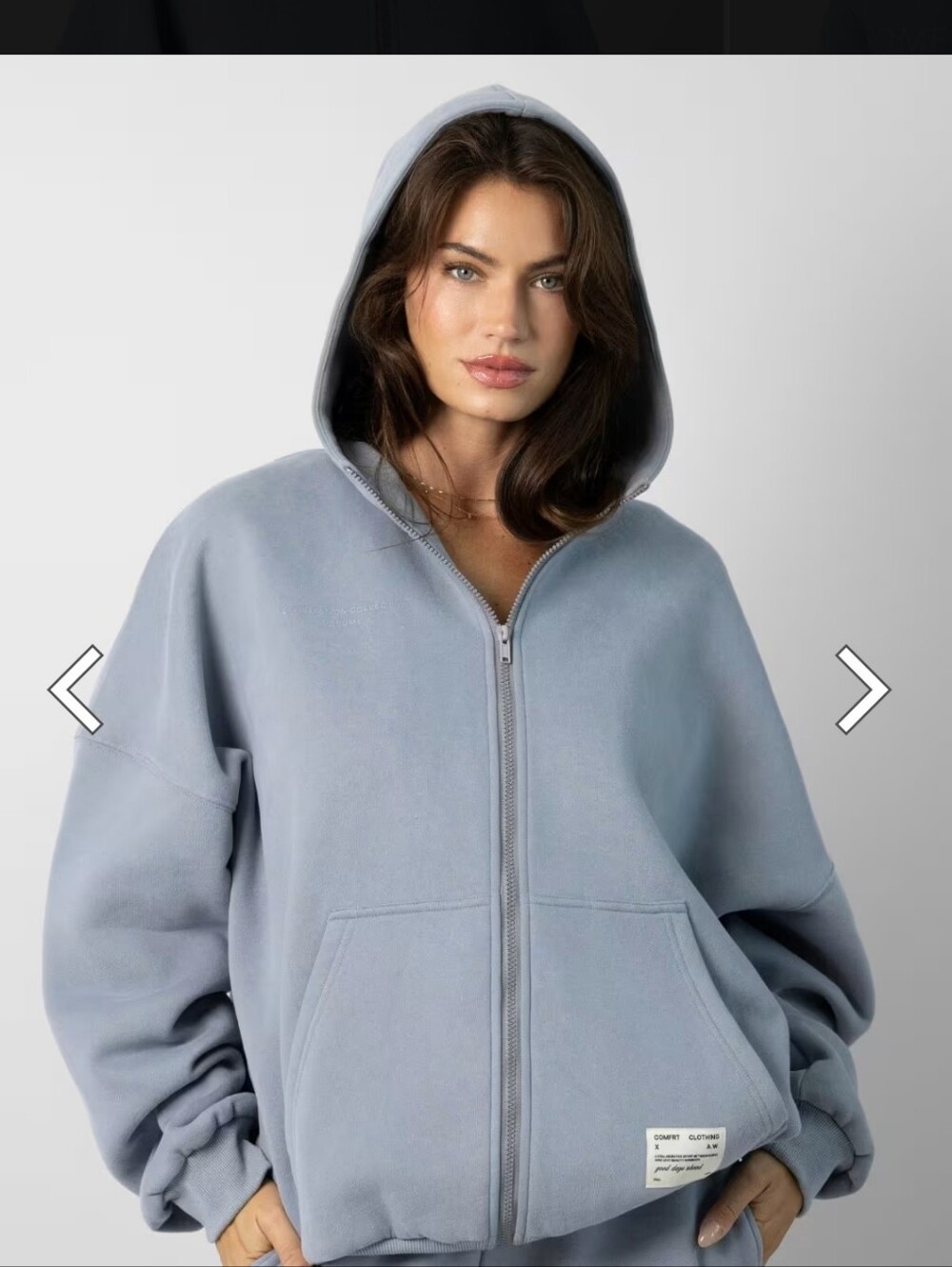 Comfrt Unisex Affirmation Collection Vol 9 Oversized Zip Up Hoodie Slate Blue L - Picture 6 of 6